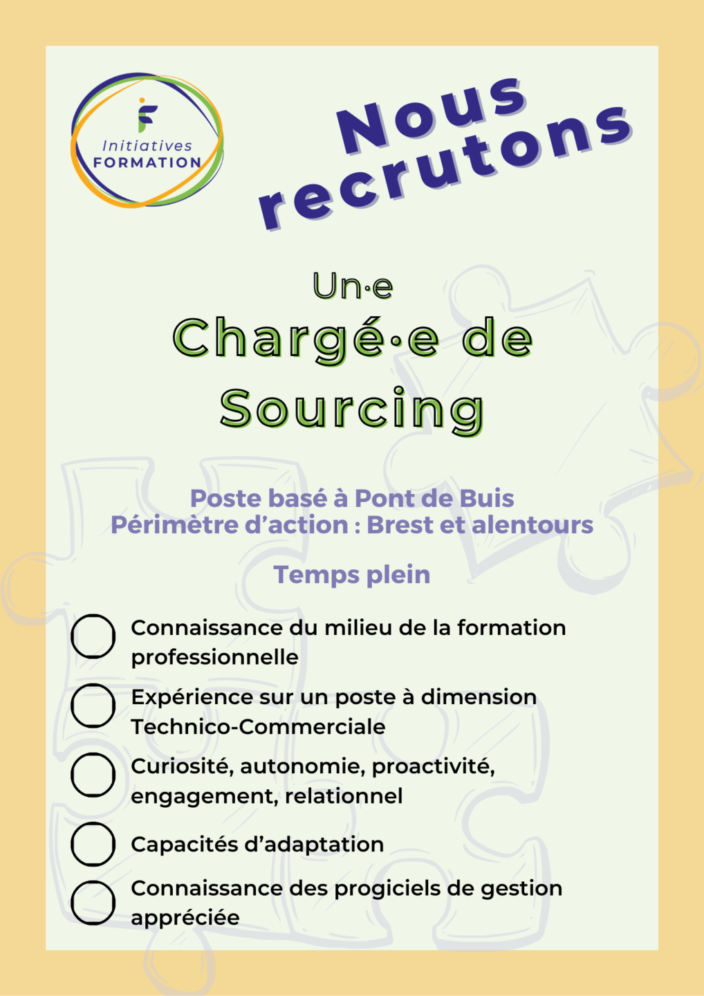 Charge e de sourcing - Nous recrutons - Quimper Brest